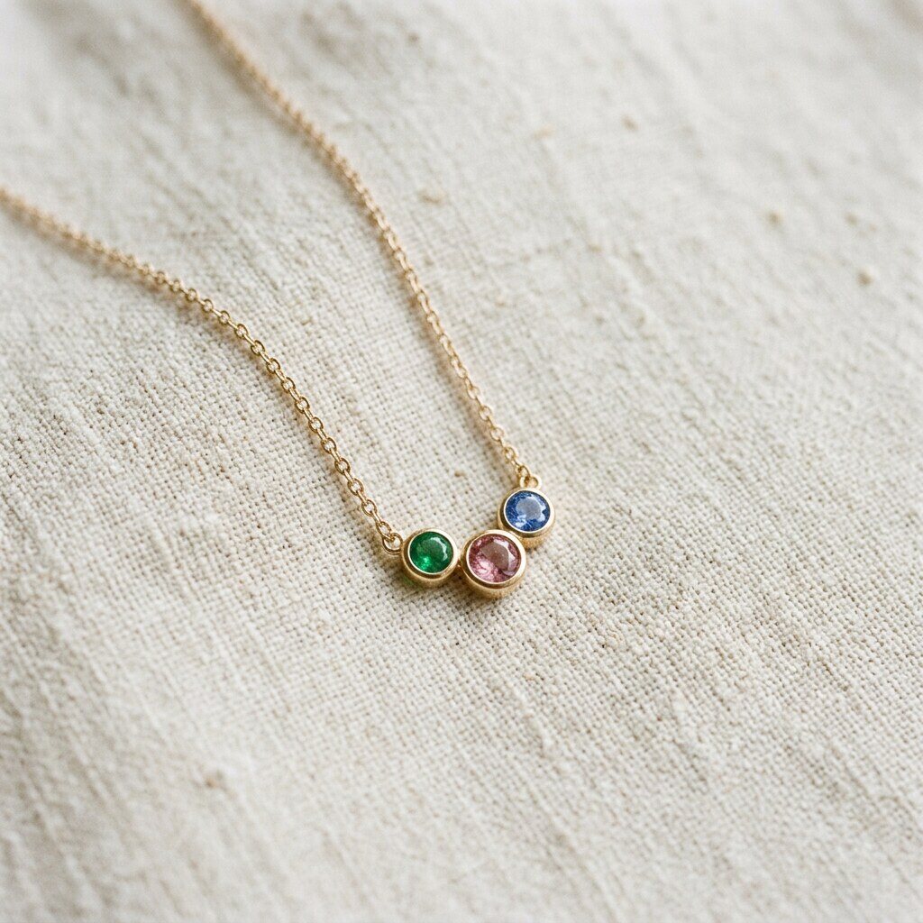AURELIA geboortesteen ketting goud detail