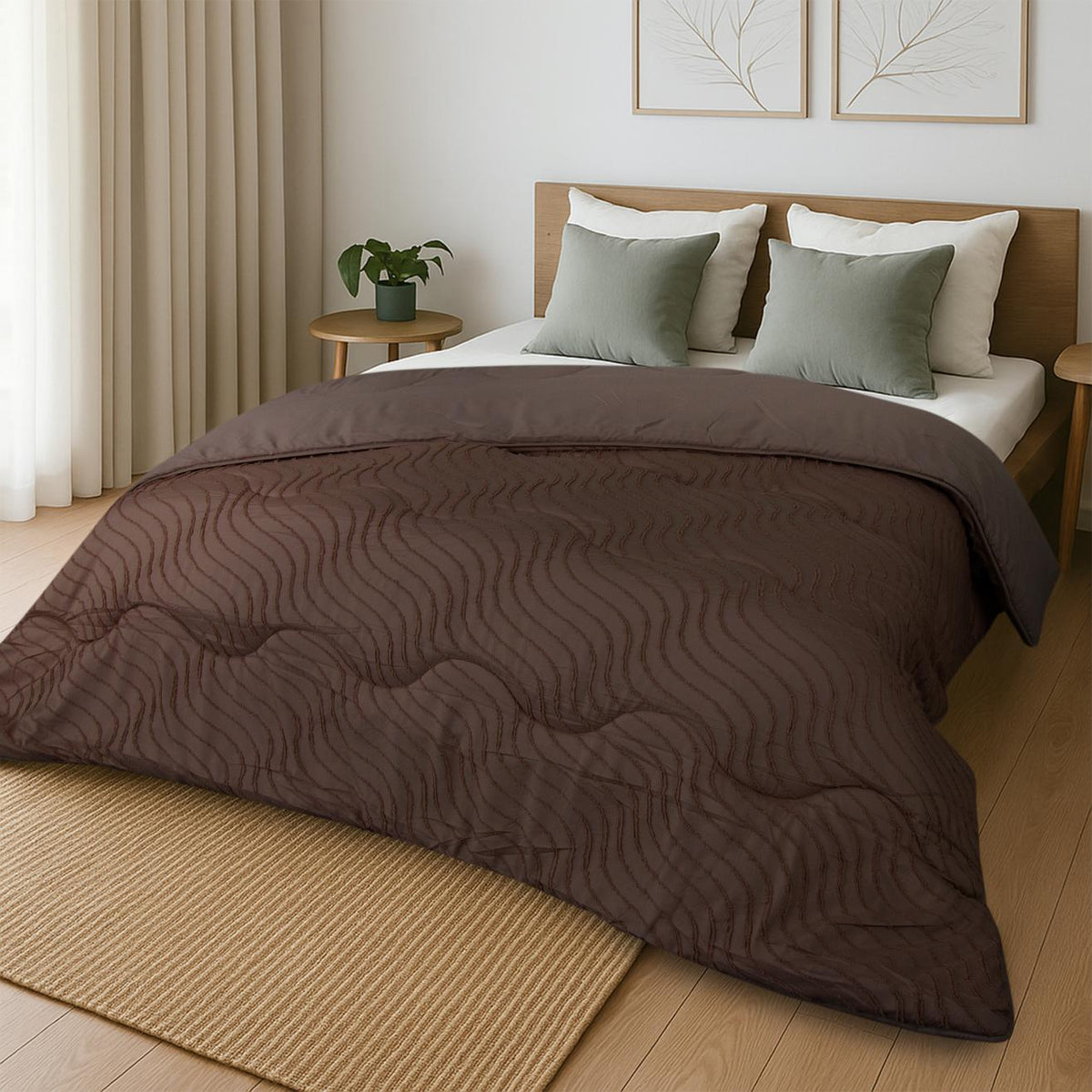 Tufted Waves dekbed Bruin in de slaapkamer