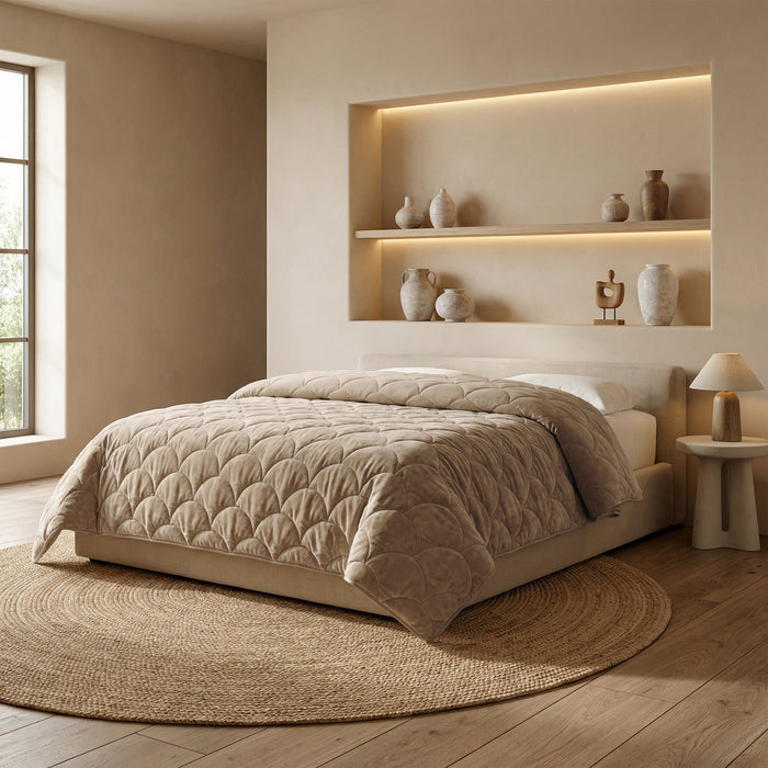 Chenille Velvet Dekbed Taupe
