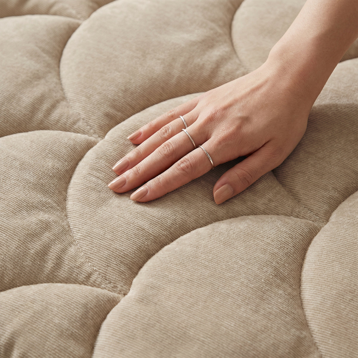 Chenille Velvet dekbed Taupe, extra foto