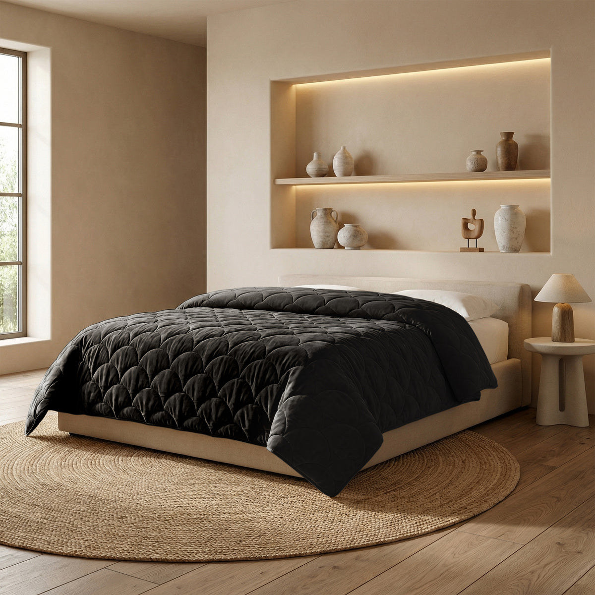 Chenille Velvet dekbed Zwart