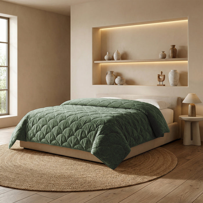 Chenille Velvet Dekbed Hedge Groen