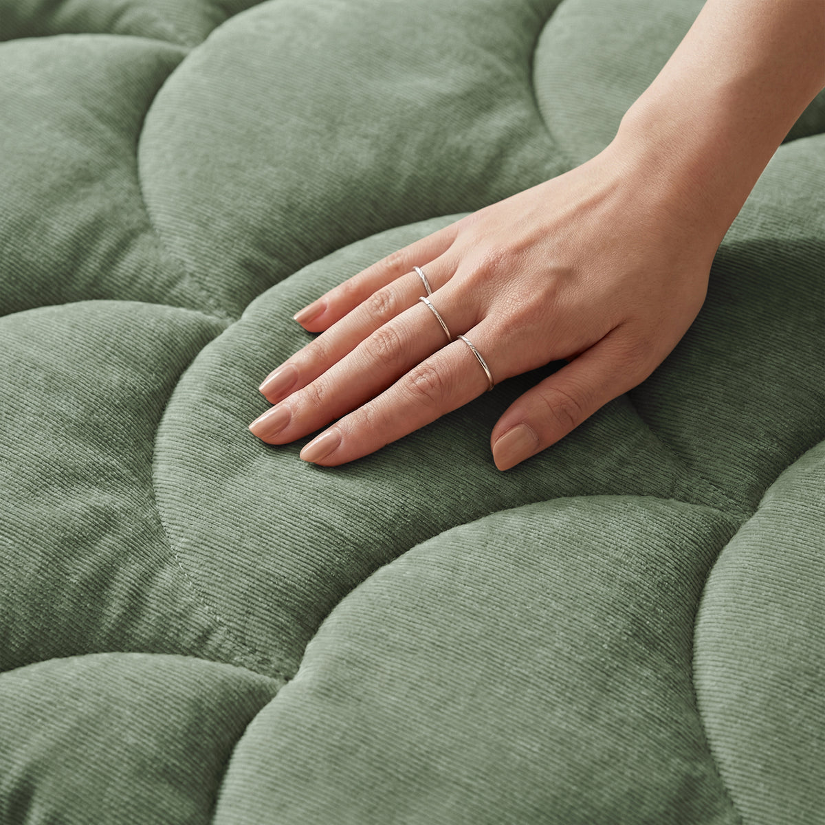 Chenille Velvet dekbed Hedge Groen, extra foto