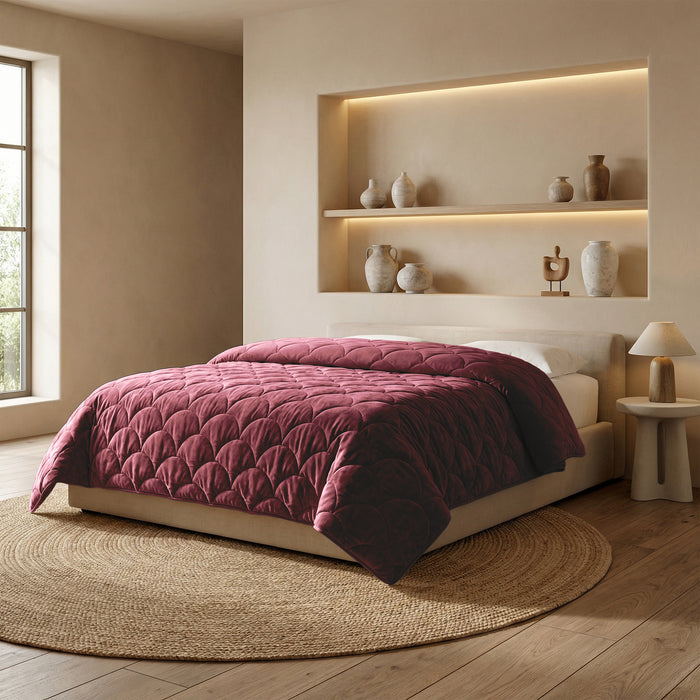 Chenille Velvet Dekbed Burgundy