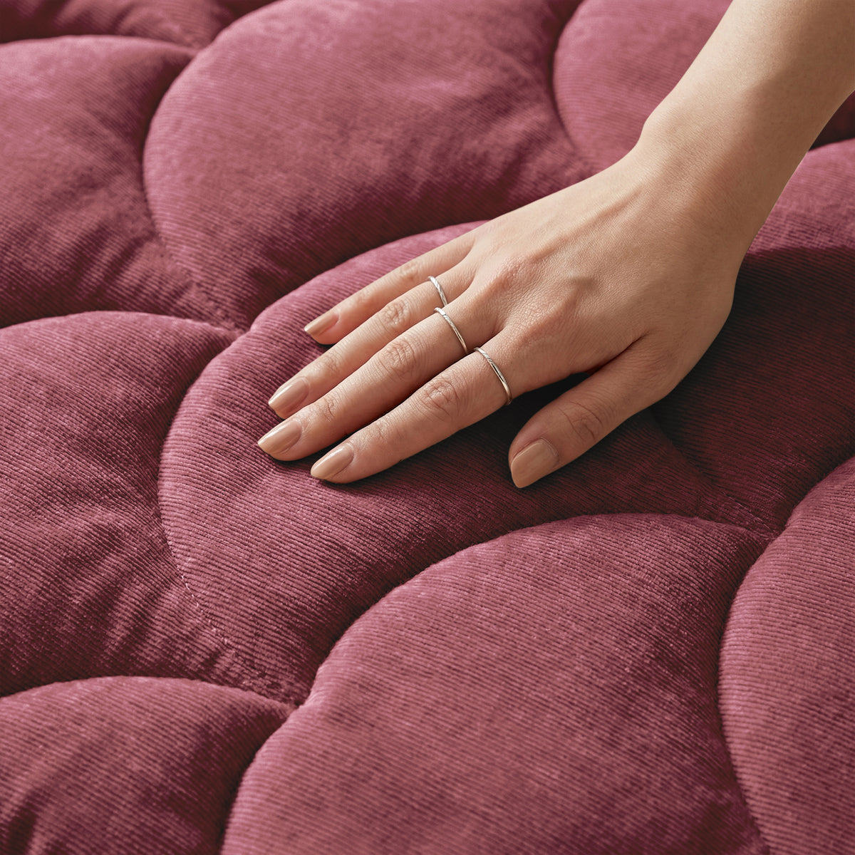 Chenille Velvet dekbed Burgundy, extra foto