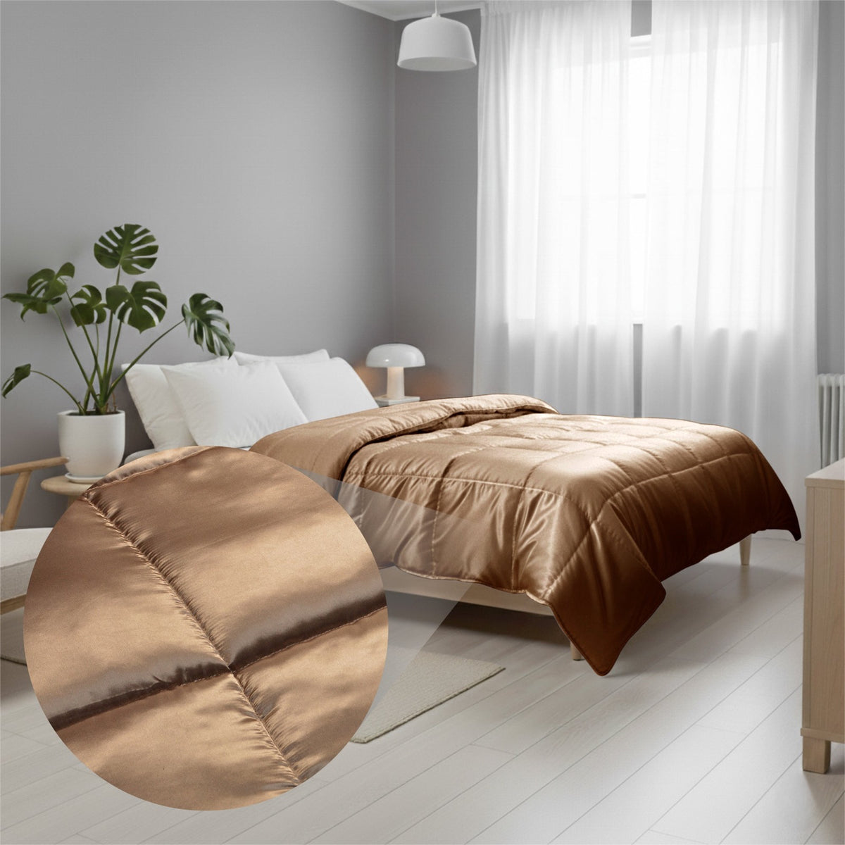 Satijn dekbed Taupe, extra foto