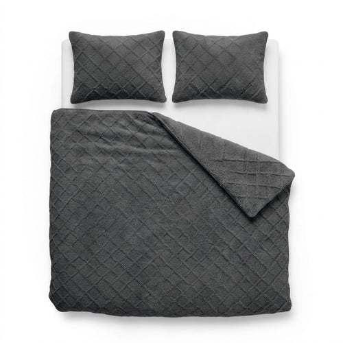 Jacquard Teddy dekbedovertrek Antraciet