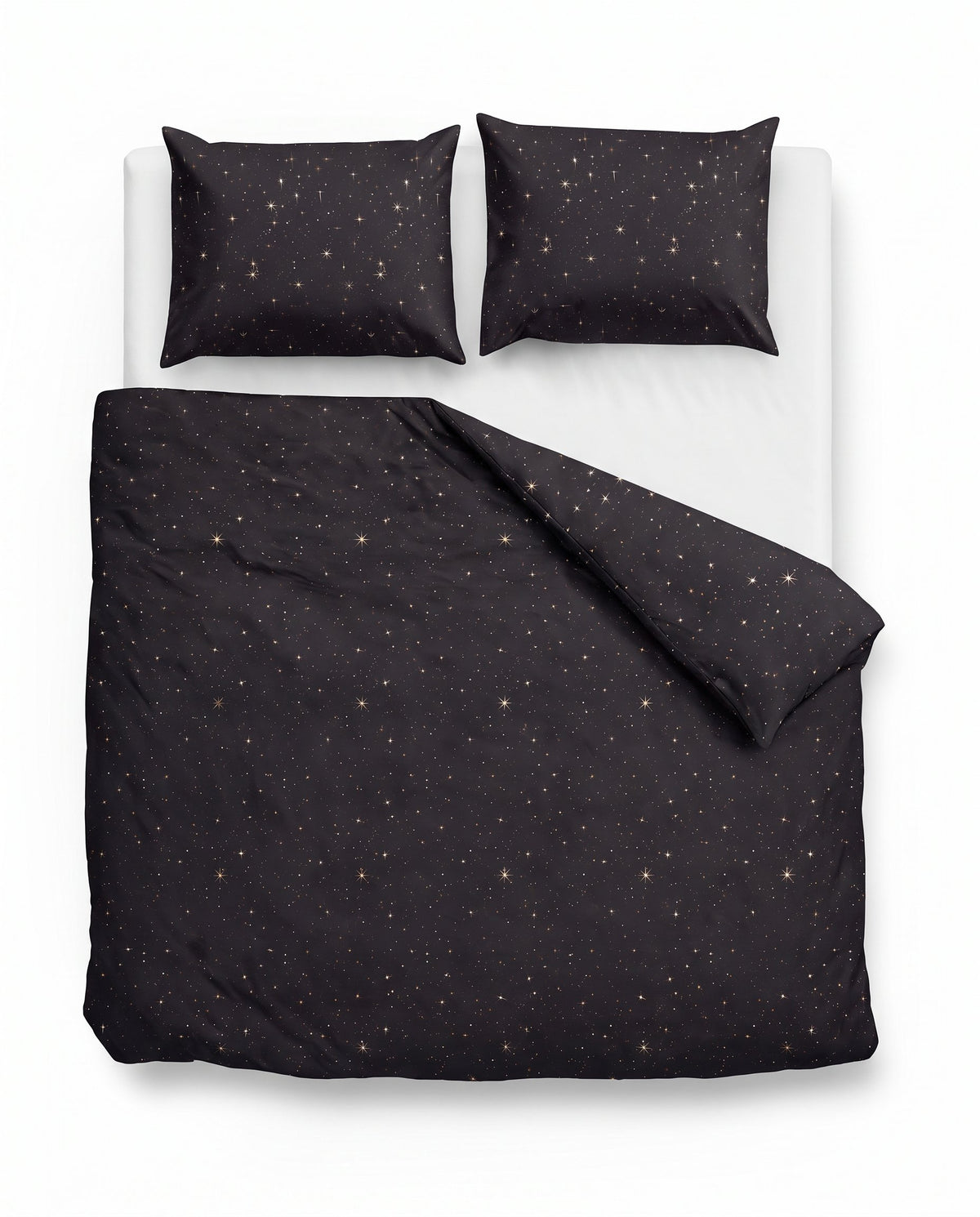 Nano Printed dekbed Nightsky van bovenaf op bed