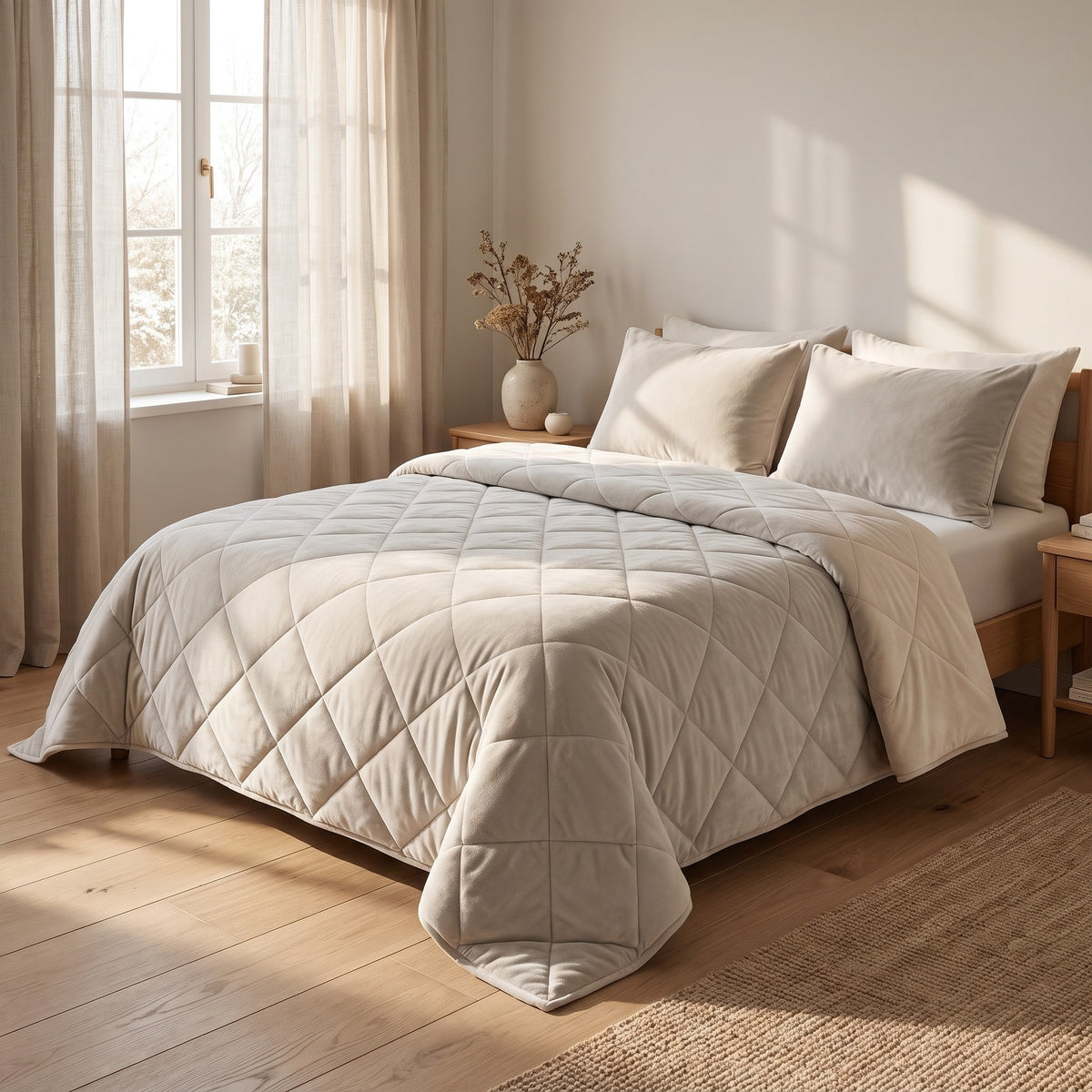 VANBRUINN Velvet Winterdekbed Greige slaapkamer