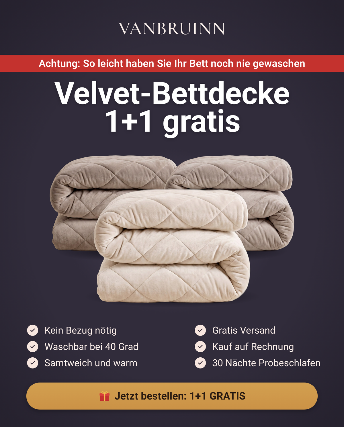 Velvet dekbed 1+1 gratis